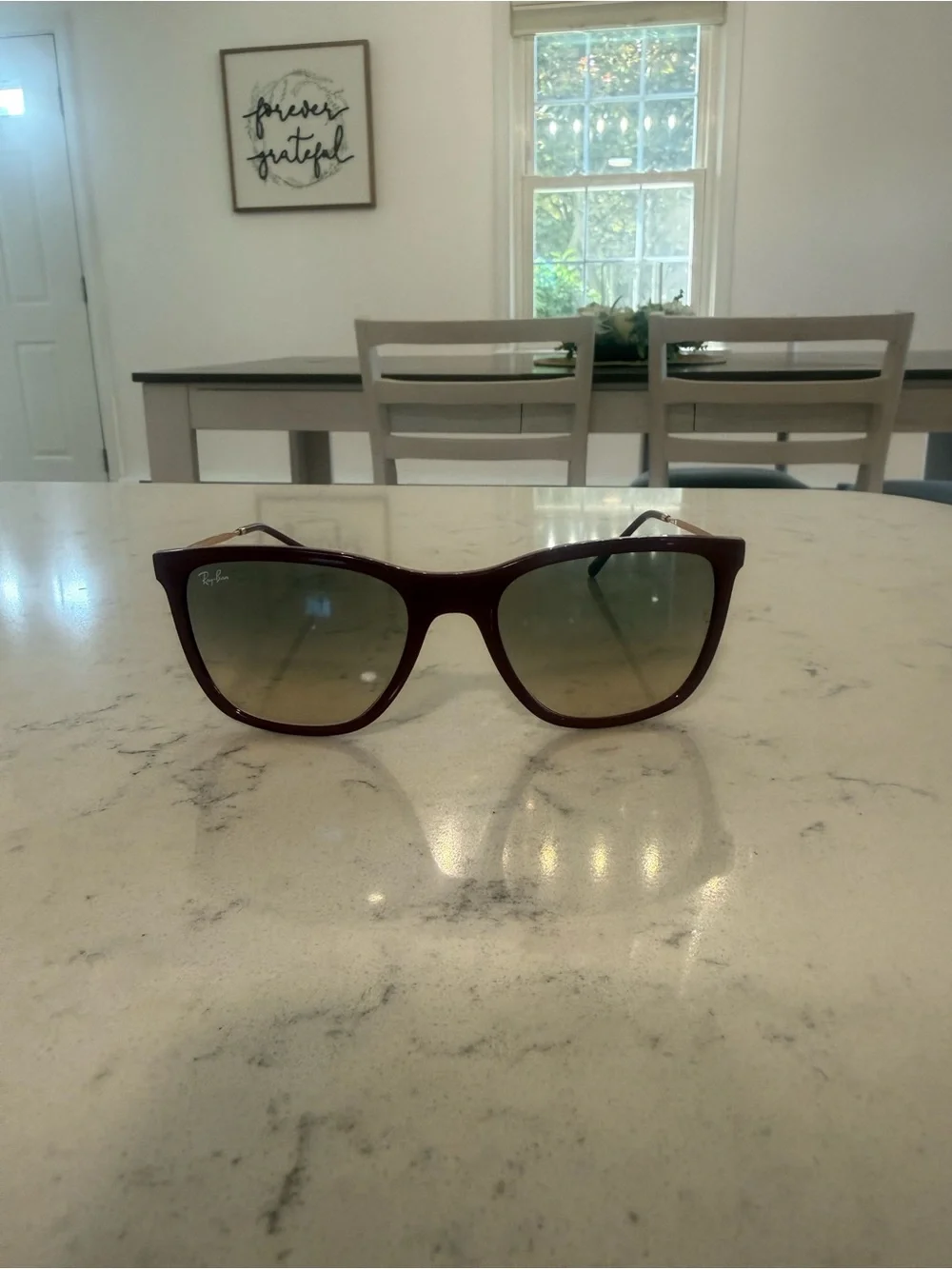 Ray-Ban Burgundy/wine Frame Sunglasses with Green Gradient Lenses